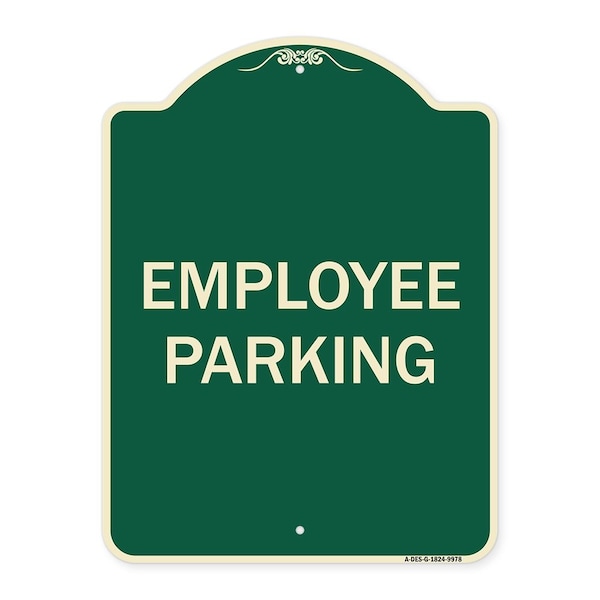 Signmission Designer Series Sign-Employee Parking, Green Heavy-Gauge Aluminum, 24" x 18", G-1824-9978 A-DES-G-1824-9978 - main